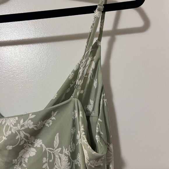 Altar’d State Raquel Floral Satin Midi Dress - Green, Size L - Picture 8 of 8